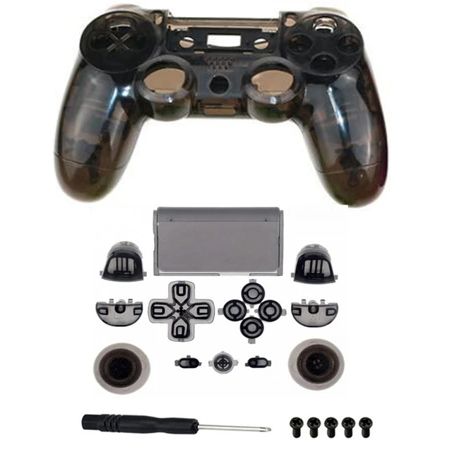 Ps4 Full Housing V1 Controller Shell Case Mod Kit Buttons For 4 Dualshock 4 Ps 4 Replacement Transparent Black - Cases -