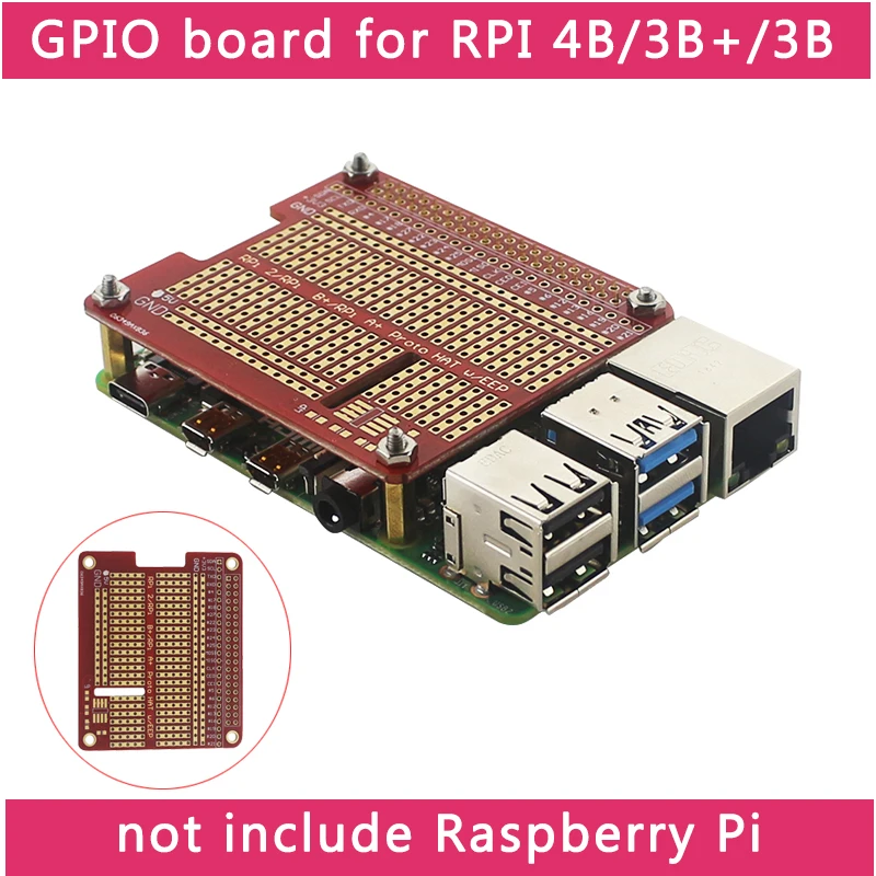 DIY Proto HAT Щит Плата расширения для Raspberry Pi 4 Модель B/3B+/3B красный RPI GPIO Плата для