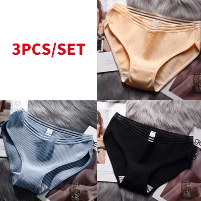 3pcs Color 22 1/2/3 шт. Для женщин трусики Мягкий хлопок сплошной Цвет для отдыха в ночном клубе, трусики сексуальное женское нижнее белье женское нижнее бельё, Женские Трусы Уютный Трусики - Цвет: 3pcs Color 22