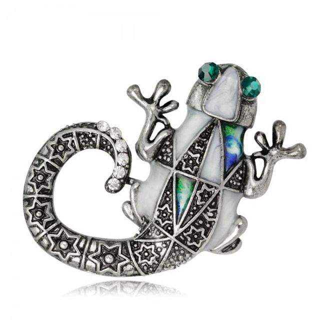 Insect Lizard Ladybug Spider Gecko Brooches Rhinestone Animal Enamel Brooch Pins Women Girls Birthday Festival Jewelry Gift