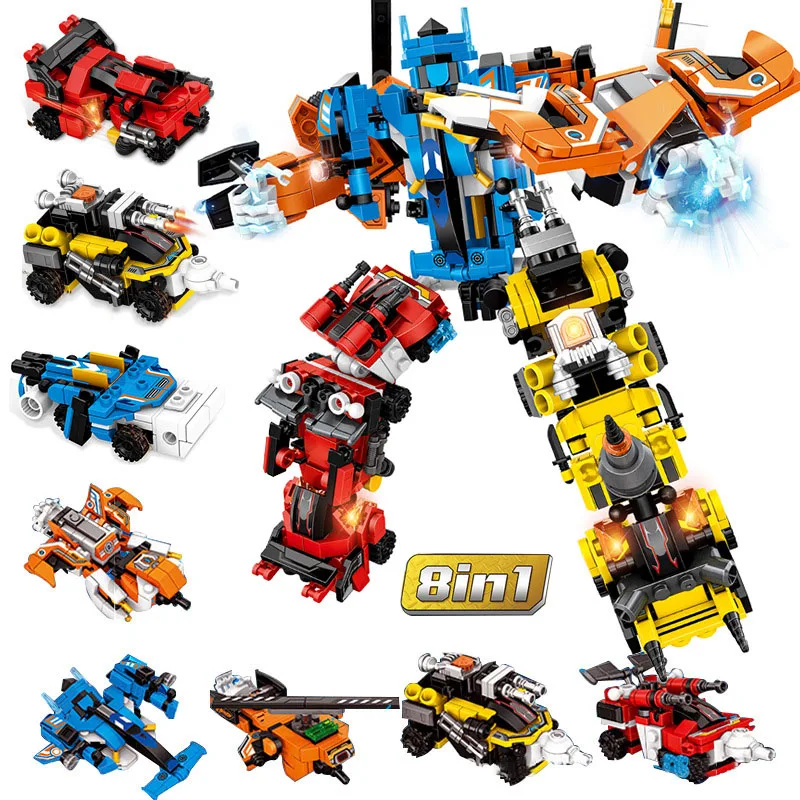 

Ares Mecha 8 in 1 Transformation Robot Assembled Deformation Building Blocks Vehicle Bricks Boyfriend Toys for children Kids X25