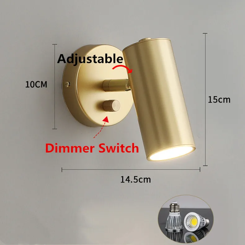 (Light Source For Free)Nordic 1/2 /3 Heads led wall lamp bathroom lamp for mirror Golden stair light Iron wall light for bedroom bathroom downlights