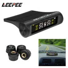 Sistema de monitoramento pressão dos pneus tpms do carro energia solar digital display lcd sistemas alarme segurança automática pressão sensor externo