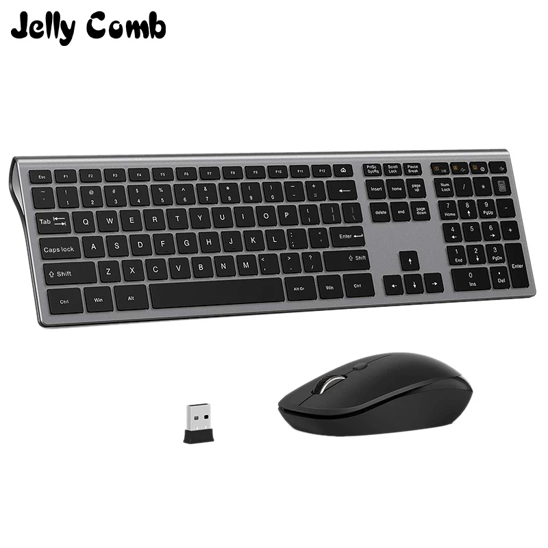 

Jelly comb 2.4G Wireless Keyboard Mouse Set for Laptop Desktop Notebook 109keys Full Size Keyboard and mouse comb for Windows