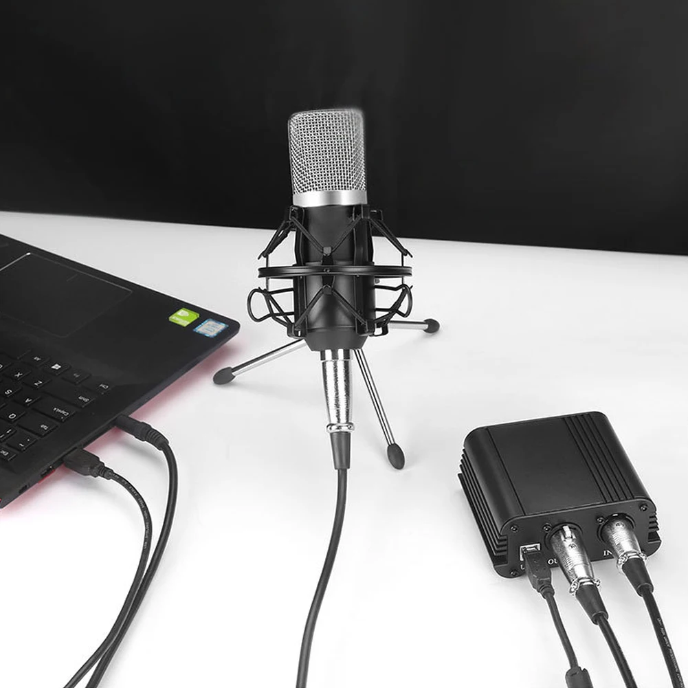 48V Phantom адаптер питания XLR адаптер для аудио кабеля USB Блок питания для конденсатора микрофона записывающее оборудование