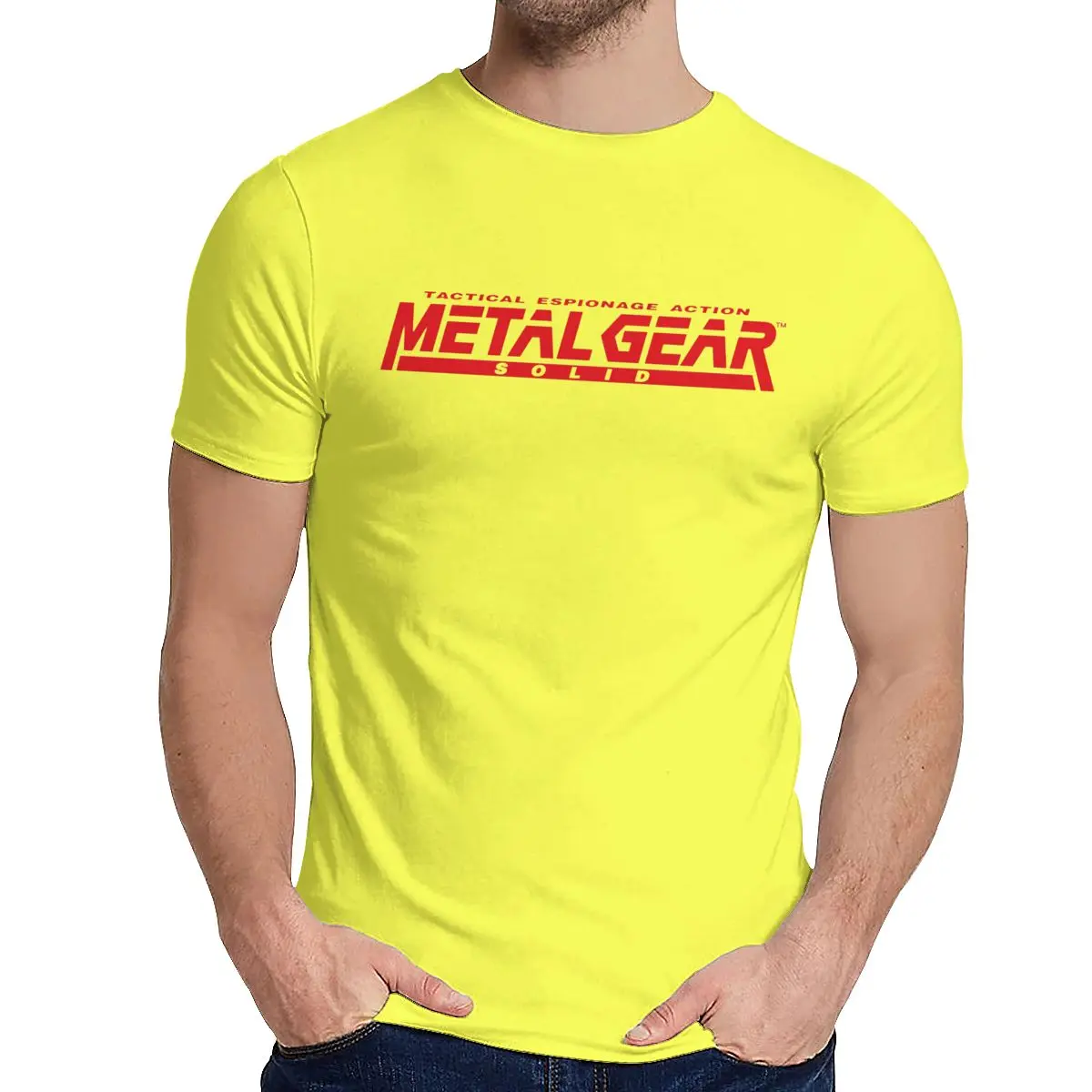 Летняя игра MGS Metal gear Однотонная футболка для мужчин Crazy органический хлопок одежда мода Crewneck - Цвет: Цвет: желтый