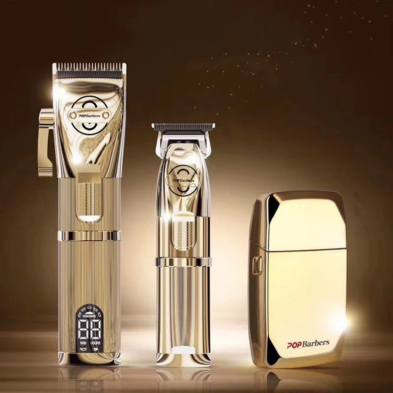 

Professional Clippers Men Hair Trimmer Carving Cutting Golden Shaver Cordless Machine Electric Clipper Barber Shop Accessories