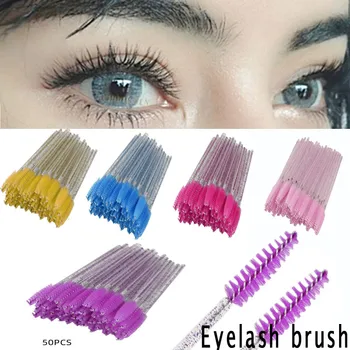 

50 Pcs Disposable Silicone Mascara Eyelash Wands Extension Brushes Makeup Cometic Tools