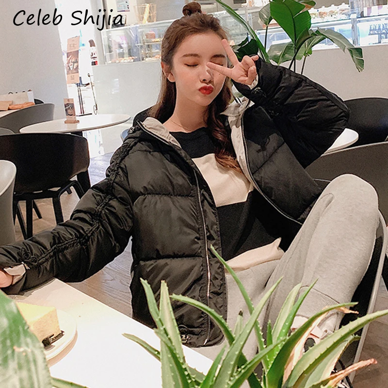 Shijia/зимние Утепленные парки; женская однотонная Повседневная пуховая куртка с капюшоном и хлопковой подкладкой; женская осенняя одежда года; теплая парка