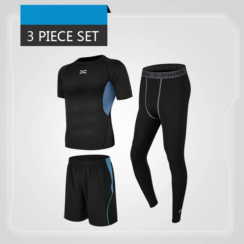 3 piece set-3 Nazun мужские фитнес, тренажерный зал Спортивная тренировочная одежда для спортивной тренировки костюмы для бега, спортивные костюмы для бега - Цвет: 3 piece set-3