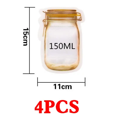 4 PCS 4 шт закуски пластиковая коробка Мейсон банка в форме еды контейнер пластиковый пакет прозрачная масонская бутылка моделирование молнии хранения - Цвет: 4 PCS