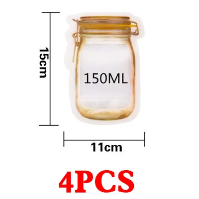 4 шт закуски пластиковая коробка Мейсон банка в форме еды контейнер пластиковый пакет прозрачная масонская бутылка моделирование молнии хранения - Цвет: 4 PCS