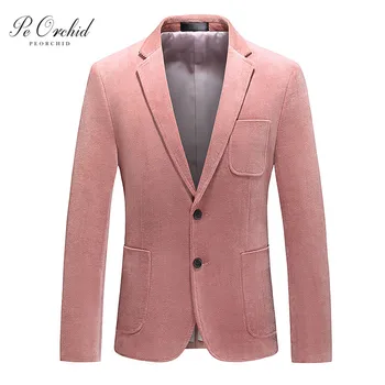 

PEORCHID Pink Mens Casual Jacket Korean Fashion Single Breasted Groom Wear Men Blazer Slim fit Oversized 6XL Veste Costume Homme