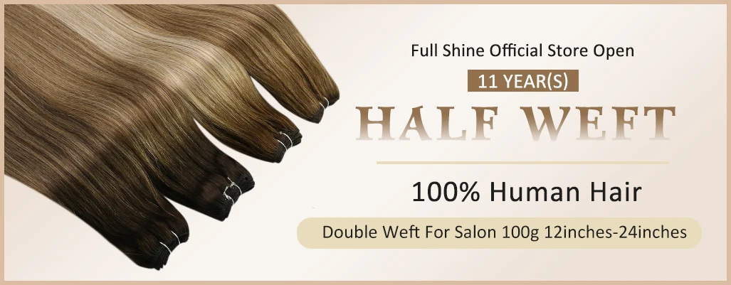 Full Shine Human Hair Weft Extensions Hair Bundles Ombre Blonde Color 100g Sew In Silky Straight Remy Skin Double Weft For Salon