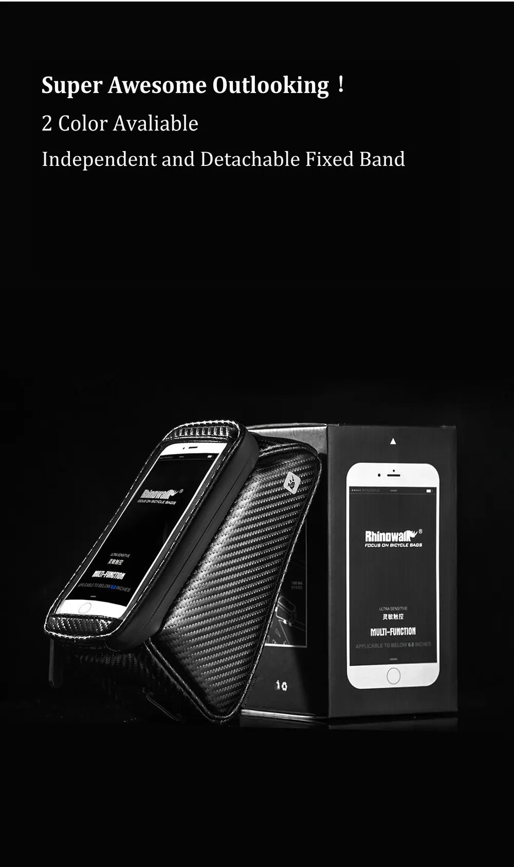 RHINOWALK Bicycle Front Tube Bag Rainproof Touch Screen Cycling Top Front Tube Frame Bags 5.86.0 Phone Case Bike Accessories (6)