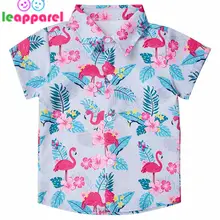 Детская летняя гавайская рубашка с короткими рукавами и отложным воротником; пляжная одежда с цветочным принтом; Модная рубашка для мальчиков; Лидер продаж