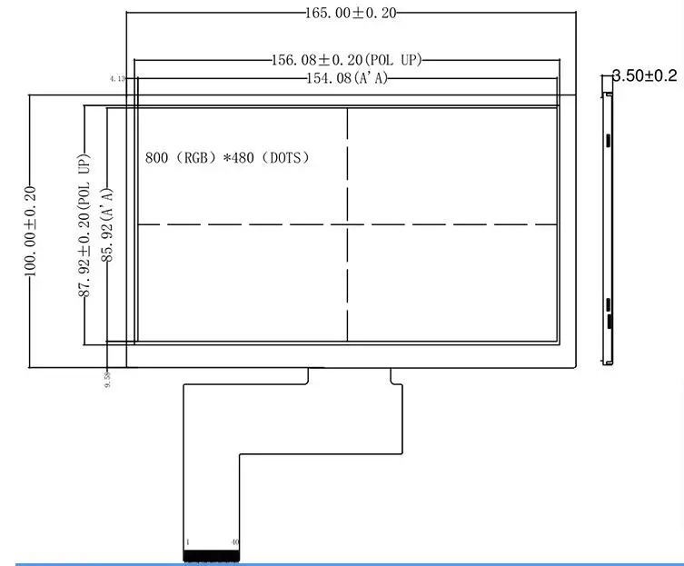 7 дюймов 800*480 разрешение TFT штекер 40PIN промышленный дисплей RGB интерфейс