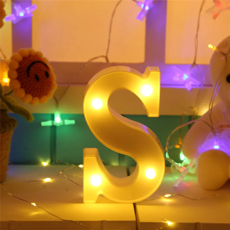 S DIY 26 английские буквы светодиодный ночной Светильник Marquee знак Алфавит 3D настенный ночной Светильник домашняя одежда для свадьбы, дня рождения Декор - Цвет: S