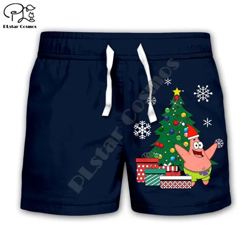 Детские толстовки с объемным рисунком толстовка с изображением Санта-Клауса и губки Боба для мальчиков и девочек kawaii/шорты/штаны/футболка со звездой Патрика
