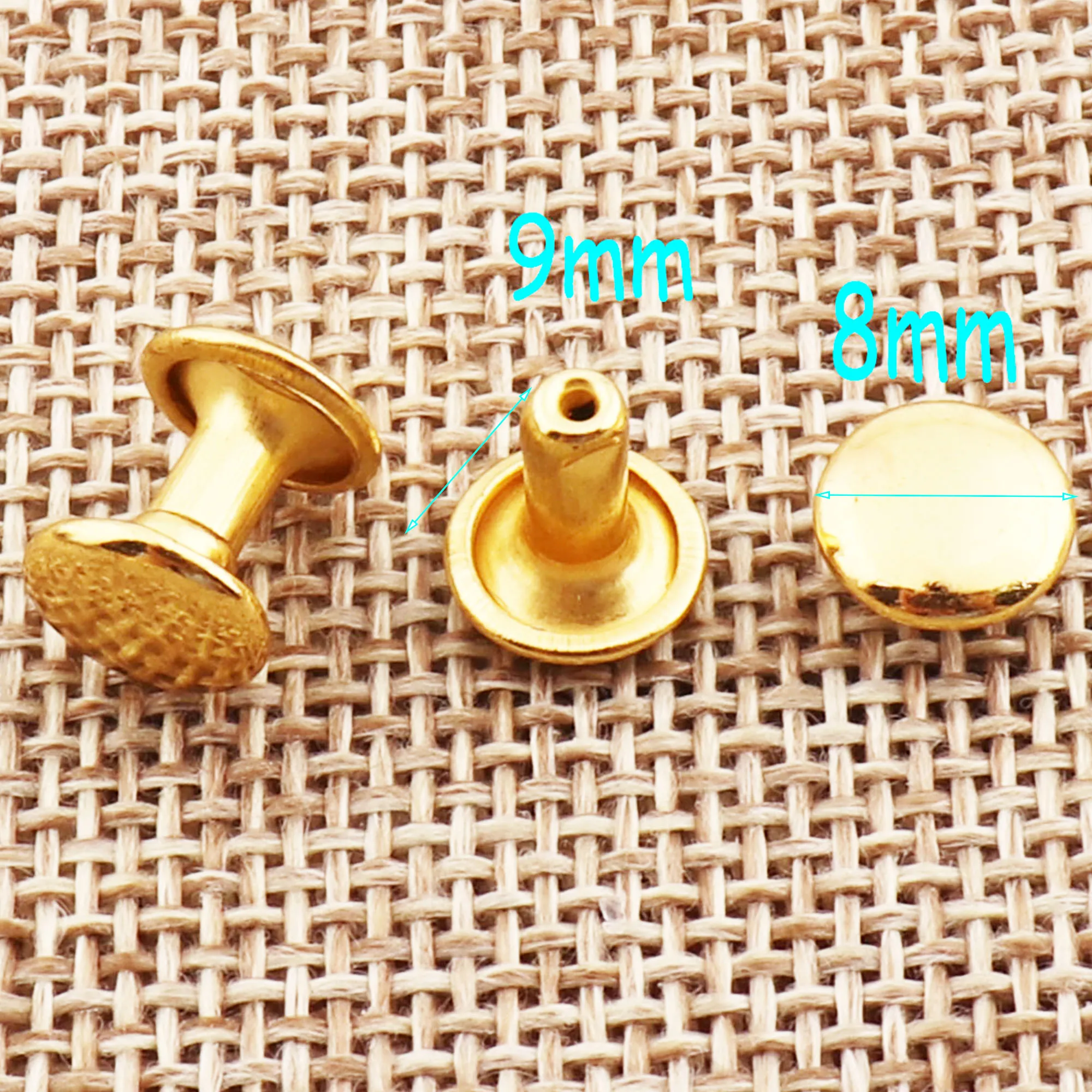 100 комплекты Золотая двойная линия Кепки заклепками Кожаные крепеж для рукоделия