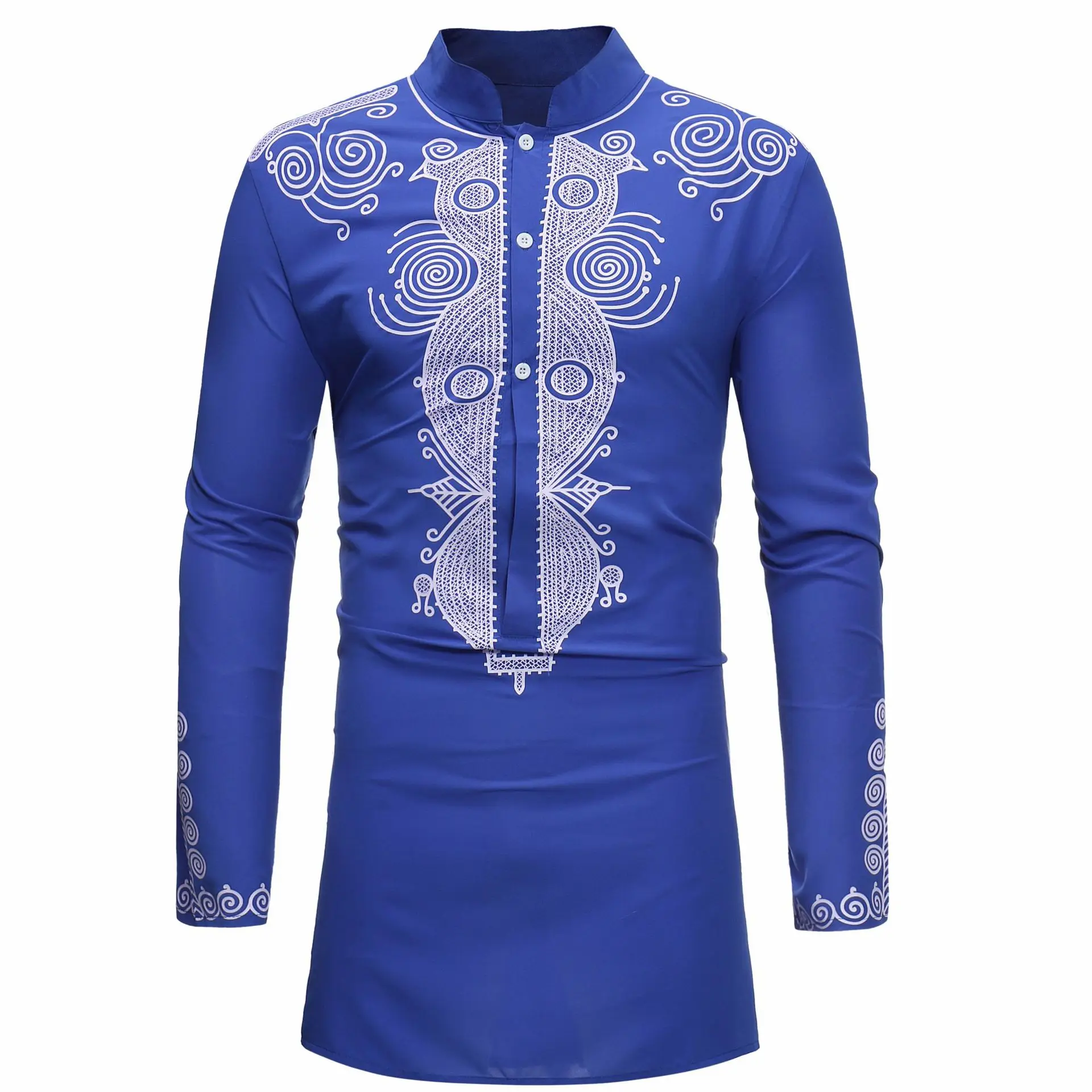 Stand Collar Muslim Shirt Men Clothes Folk Kaftan Musulman Kurta Indian