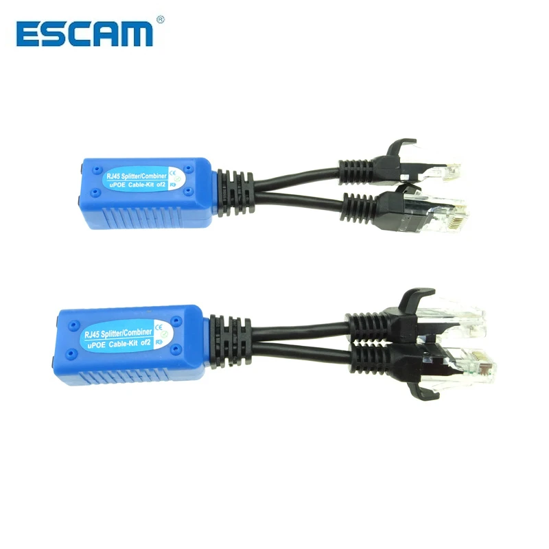 ESCAM 1 пара RJ45 Сплиттер-Сумматор uPOE кабель две камеры POE использовать один сетевой