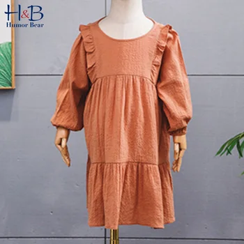 

Humor Bear Girls Dress 2020 Fall New Spring Autumn Girl Dress Ruffles Collar Long Sleeves Princess Party Dress Children Clothing