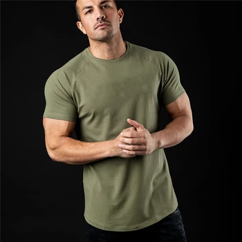 T-shirt tinta unita da uomo T-shirt di nuova moda T-shirt estiva in cotone a maniche corte Fitness Abbigliamento da palestra per uomo T-shirt sportive casual