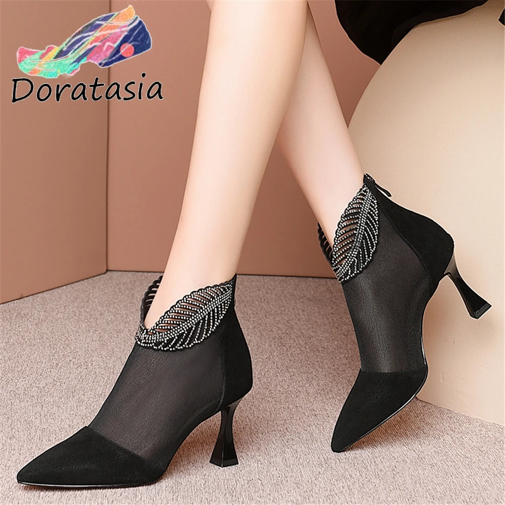 

DORATASIA Brand Girl Pointed Toe Summer High Heel Genuine Leather Pumps Hollow Pumps Women Consise Fashion Shoes Woman