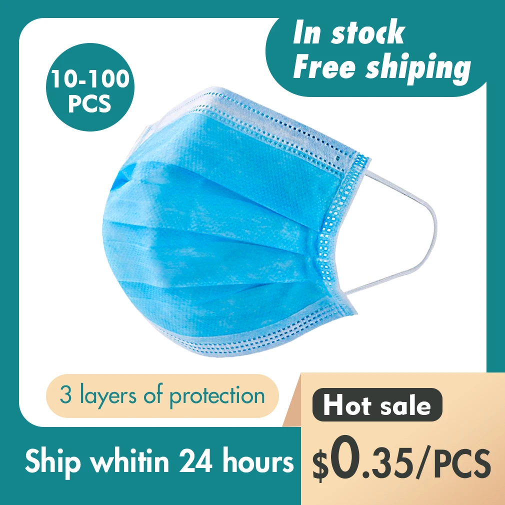 

Disposable mask Breathable Mask Non-woven Three-layer Filter Anti-fog Dust-proof Mouth-nose mask Comfortable In Stock