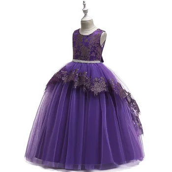 

3-8 year Girl's formal dress O neck sleeveless ponchos piano show host summer princess birthday ceremony children dress