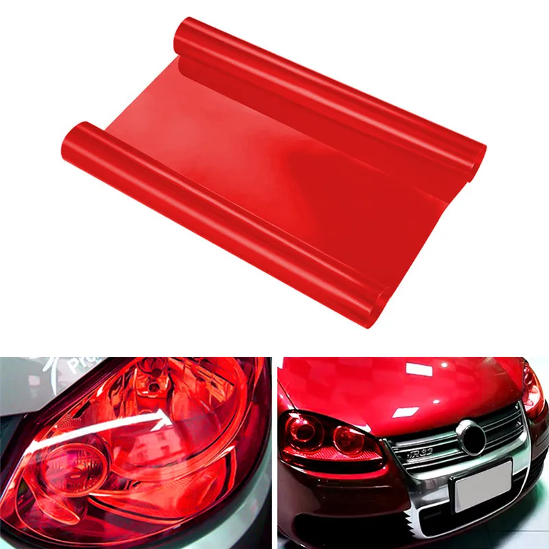 

Red Auto Car Light Headlight Taillight Tint Vinyl Film Sticker Color-Changing Sheet Fog Light Sticker Car Decor Decal 60cm/120cm