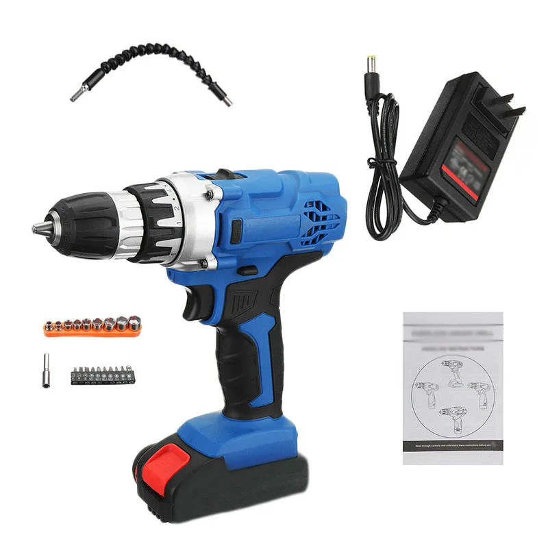 

6pcs/Set 36V Cordless Electric drill hole electrical Screwdriver hand driver Wrench power tools LED2-Speed Tool Set Rechargeable