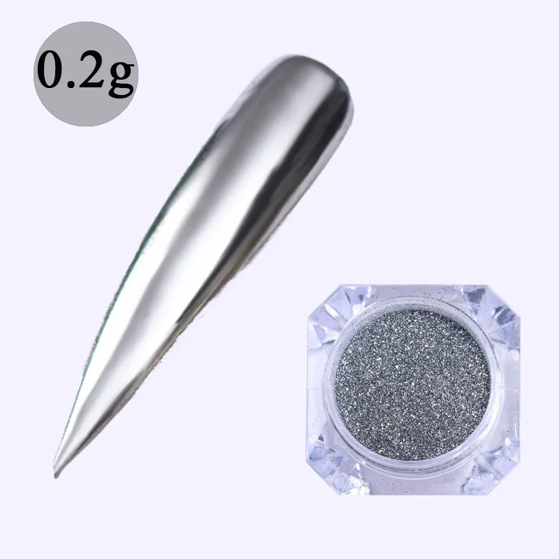 0.2g-silver Хамелеон яркие блестки для ногтей порошок Неоновый Аврора эффект ногтей пыль хром пигмент красочный металлический порошок Дизайн ногтей украшения - Цвет: 0.2g-silver