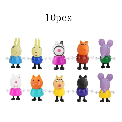 10pcs 25 шт. Свинка Пеппа класс Друзья Набор фигурок игрушки ПВХ аниме торт Figura Свинья Джордж семья мама, бабушка, Grandfa Подарочная игрушка для ребенка - Цвет: 10pcs
