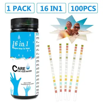 

16 In 1 Swimming Pool Test Strip For Testing Residual Chlorine PH Value Alkalinity Hardness Test Paper Test Ph Pool Test Strips