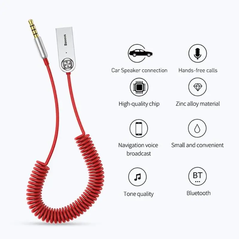 Baseus BA01 беспроводной передатчик Bluetooth приемник 5,0 автомобильный AUX 3,5 мм Bluetooth адаптер аудио кабель для наушники