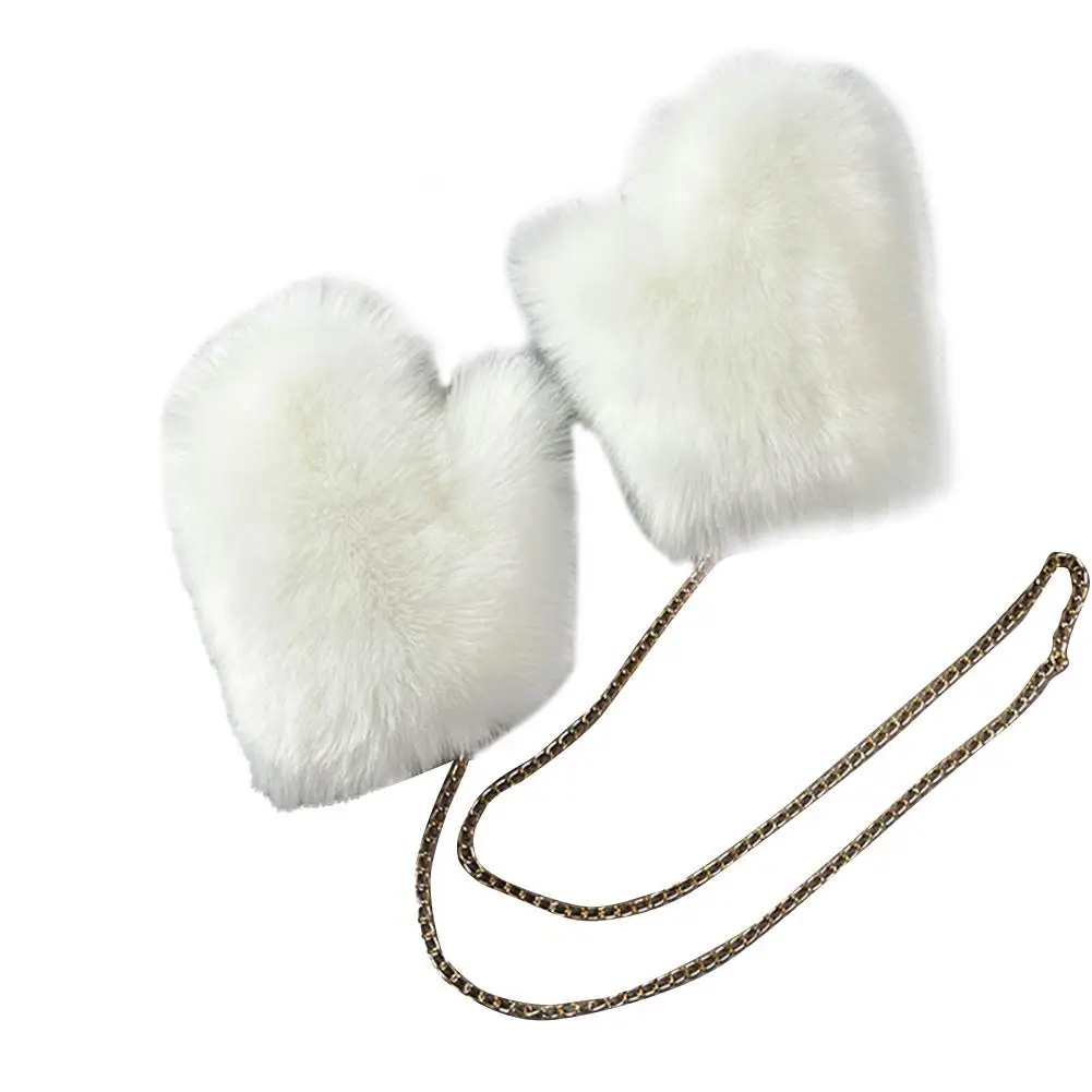 1 пара женских перчаток с искусственным мехом лисы Зимние перчатки на запястье пушистые рукавицы плюшевые перчатки варежки осенний нагреватель перчатки - Цвет: White