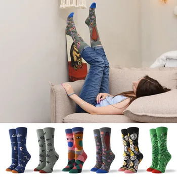 

Our Tanks Spring/Autumn 2020 New Women's Cotton Socks Abstract Character Art Socks Women's Pure Cotton Women's Cotton Socks
