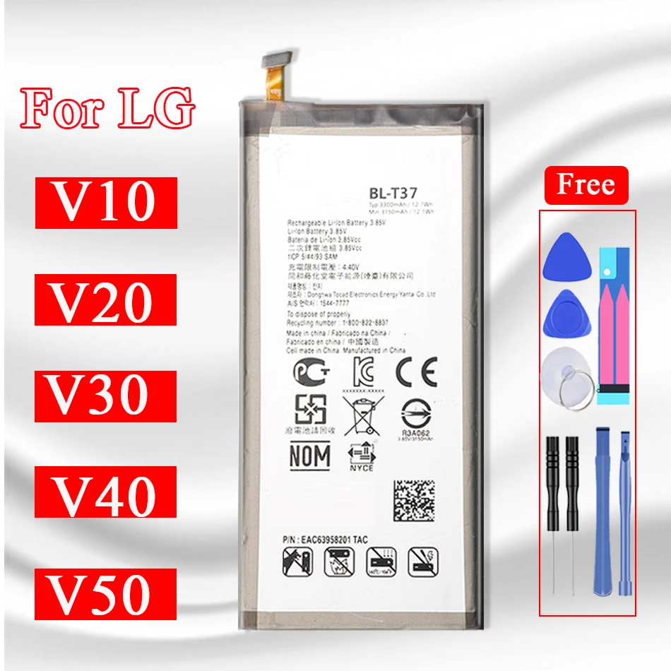 

Battery BL-T37 For LG V40 V10 V20 V30 V50 ThinQ Q710 Q8 2018 Q815L H968 H961N H990 F800 V30A H930 LS998 LM-V500 5G V500N Batteri