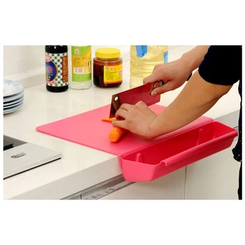 

Kitchen Two-in-One Cutting Board, Thicken Plastic Cut Fruit Board with Removable Storage Slot