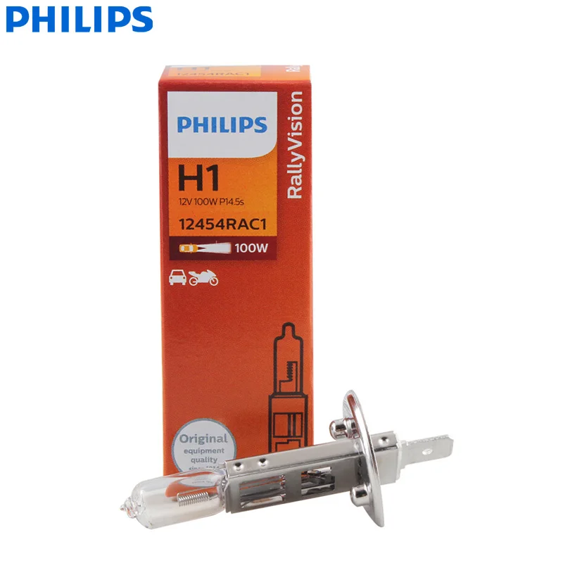 1X Philips RallyVision H1 12V 100W P14.5s Off Road Super Bright Light Car Halogen Original Genuine Headlight Auto Bulb 12454RAC1 3