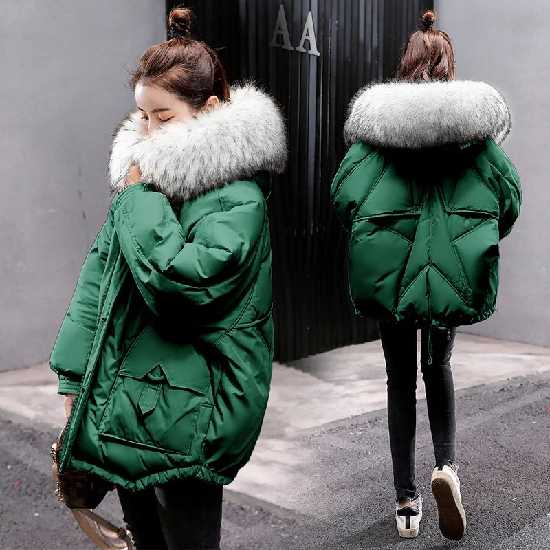 

Down Jacket Cotton-padded Clothes Women's 2019 New Style Large Fur Collar Short Dongdaemun Short-height Winter Fashion Cotton-pa