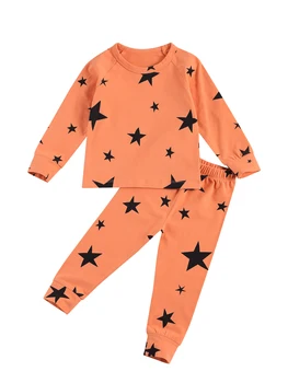 

Children's star full printed cotton home wear, autumn children's cotton top and trousers suit home wear