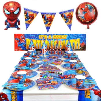 

Spider Man Party Supplies Favors Disposable Paper Napkins Plates Tablecloth Cups Spoons Spiderman Birthday Party Decorations Boy