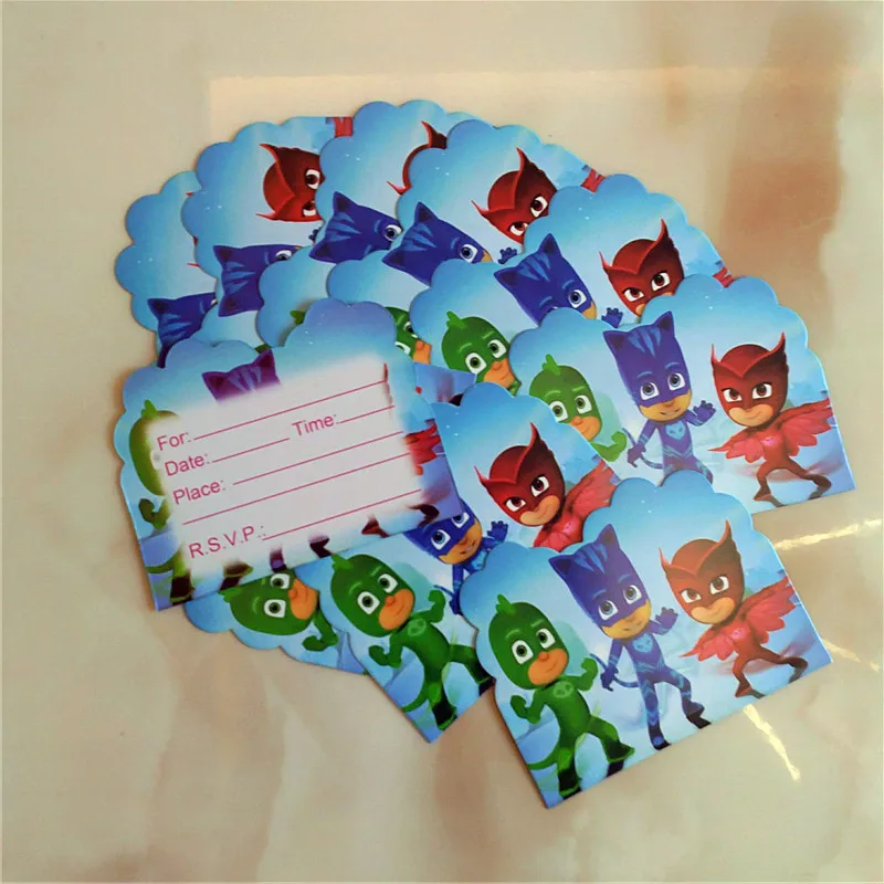 PJ Masks мультяшная тематическая вечеринка на день рождения одноразовая посуда принадлежности украшения Catboy Owlette Gekko Аниме Кукла игрушечная тарелка - Цвет: 10pcs
