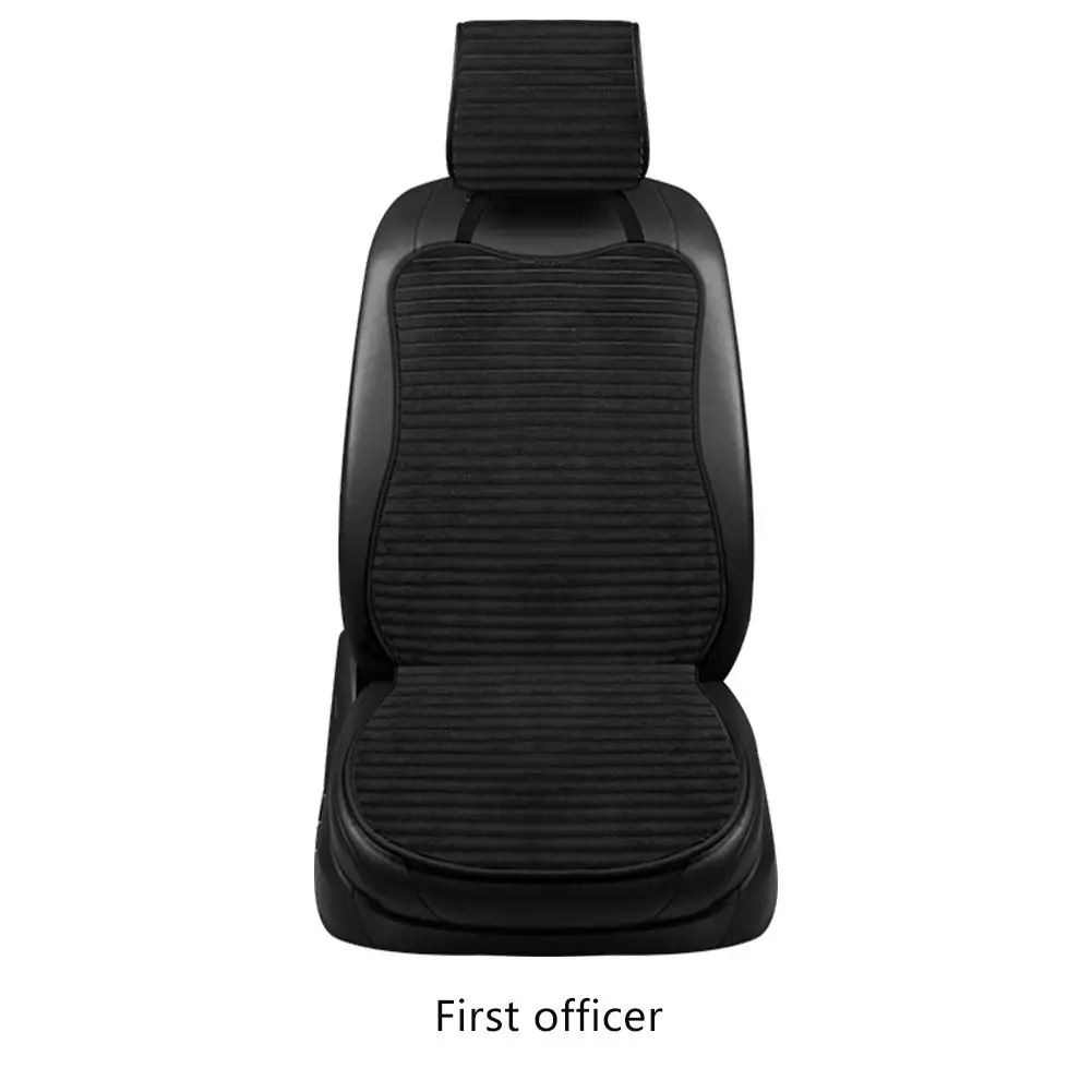 Black First officer 12 В автомобильное сиденье, плюшевая грелка, зимняя плюшевая подушка, автомобильная нагревательная подушка, бархатное покрытие для автомобильного сиденья, украшение салона автомобиля - Название цвета: Black First officer