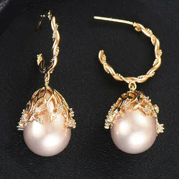 

GODKI 2020 Imitation Pearl Earrings Bohemian Long Earring For Women Brincos Geometric Fabric Drop Earring Female Fashion Jewelry