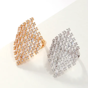 

LUALA Fashion Luxury Charm Full AAA T Shape Cubic Zirconia Wedding Rings for Women Boho Jewelry Gold Silver Color Femme Gifts