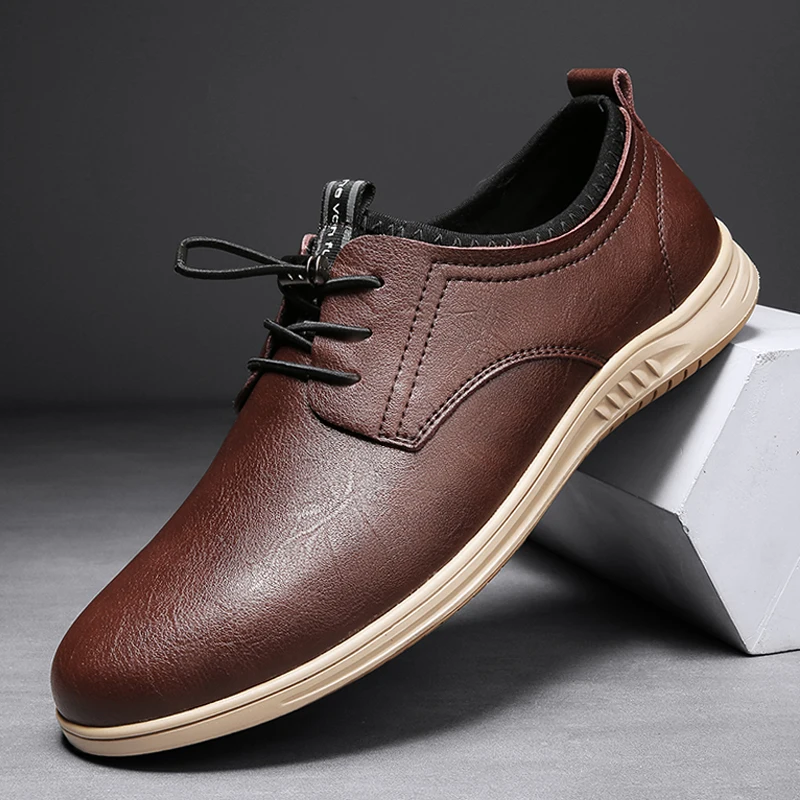 

Men’s Autumn Shoes Casual 2022 New Spring Leather Derby Shoe Man Classics Brown Black Nice Waterproof Comfortable Shoes For Male
